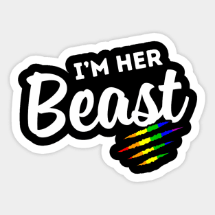 Lgbt Pride Rainbow Couples For Lesbians Im Her Beast Beauty Sticker